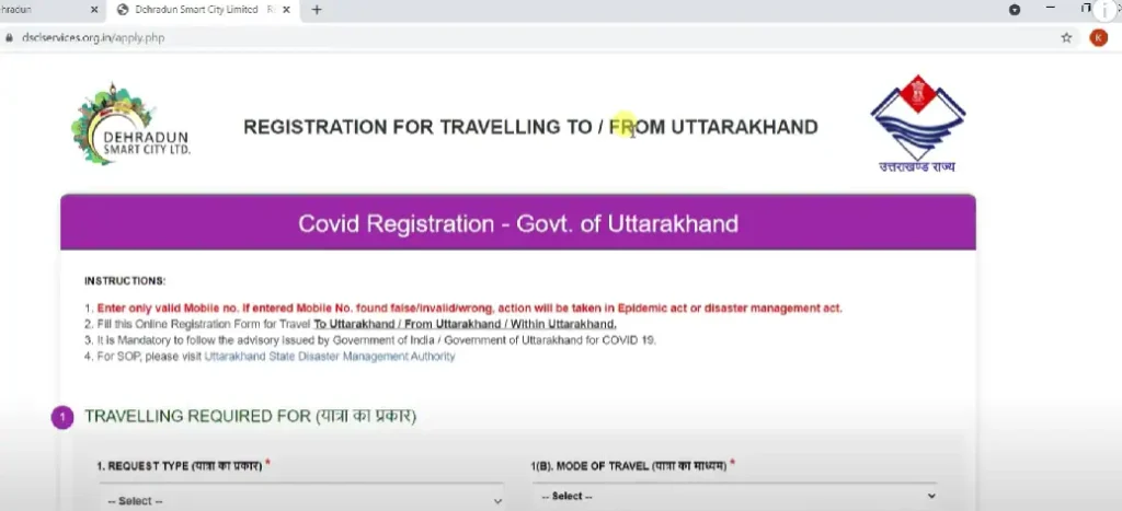 Travel pass for Uttarakhand