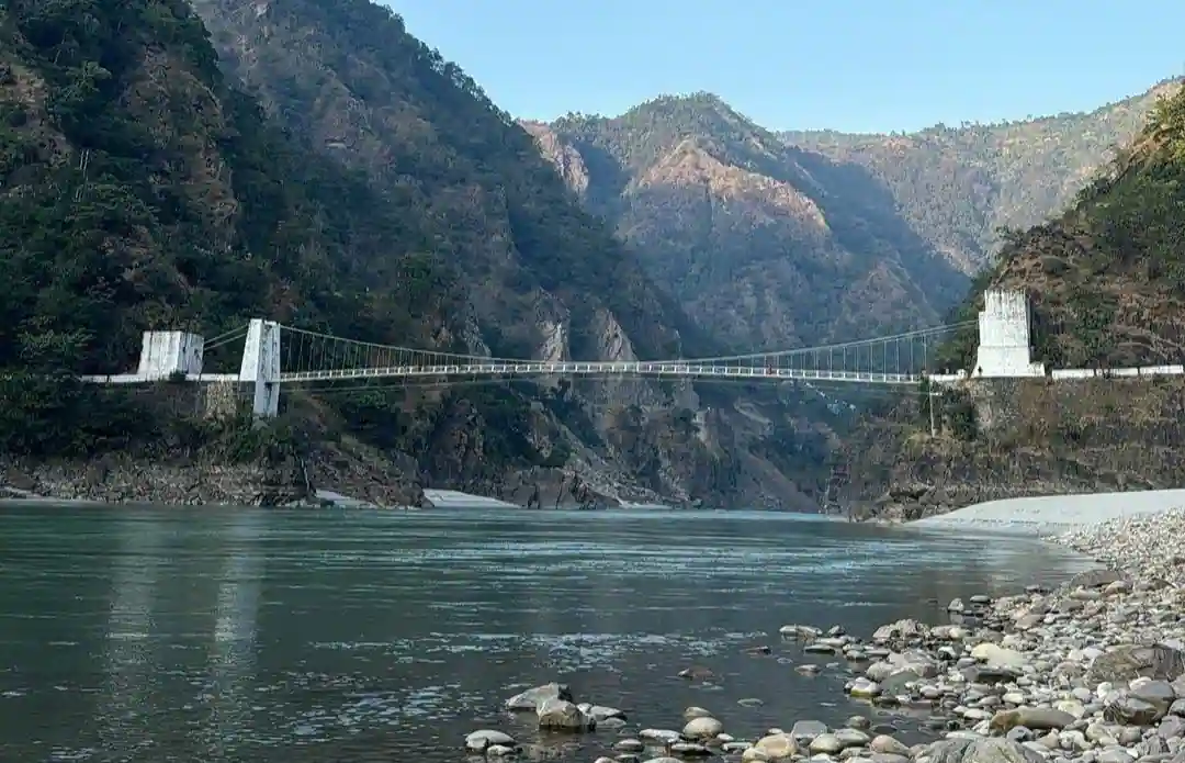 Ganga River and a bridge in Rishikesh