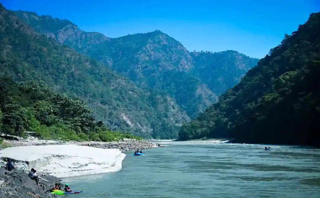 River Ganga filled with rafters