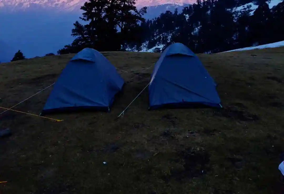 2 camping tents in night in Rishikesh