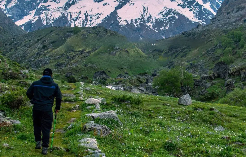 A man trekking on mountain